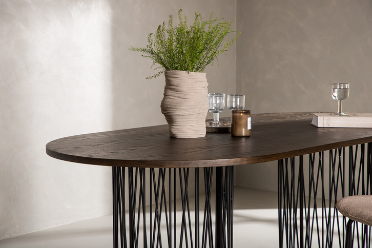 Furniture Fashion Stone Ovalt Matbord 100 x 220 Mocka