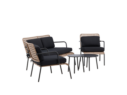 Venture Home Paola Soffgrupp Svart/Natur Utomhus