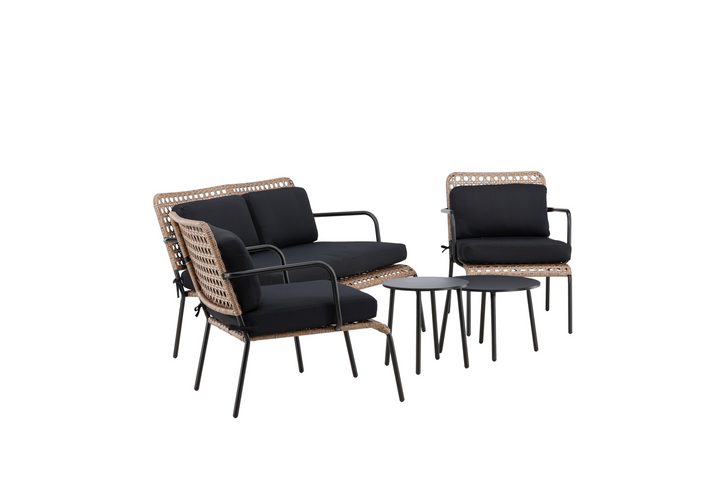 Venture Home Paola Soffgrupp Svart/Natur Utomhus