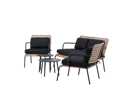 Venture Home Paola Soffgrupp Svart/Natur Utomhus