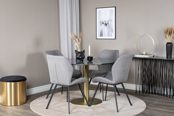 Venture Home Estelle Runt Matbord Ø106 Mörkgrå/Guld