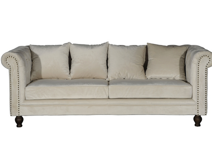 Venture Home Velvet 3-Sits Soffa Beige