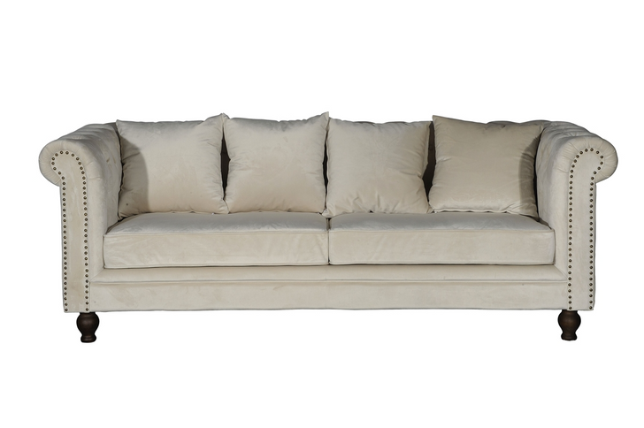 Venture Home Velvet 3-Sits Soffa Beige