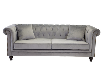 Venture Home Velvet 3-Sits Soffa Ljusgrå