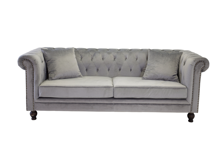 Venture Home Velvet 3-Sits Soffa Ljusgrå