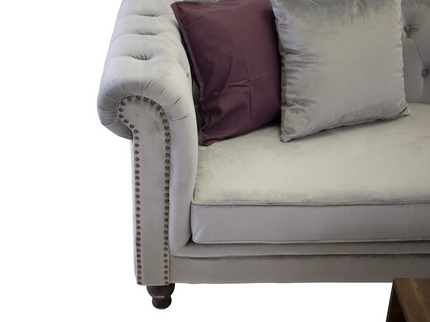 Venture Home Velvet 3-Sits Soffa Ljusgrå