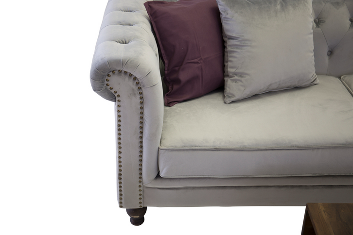 Venture Home Velvet 3-Sits Soffa Ljusgrå