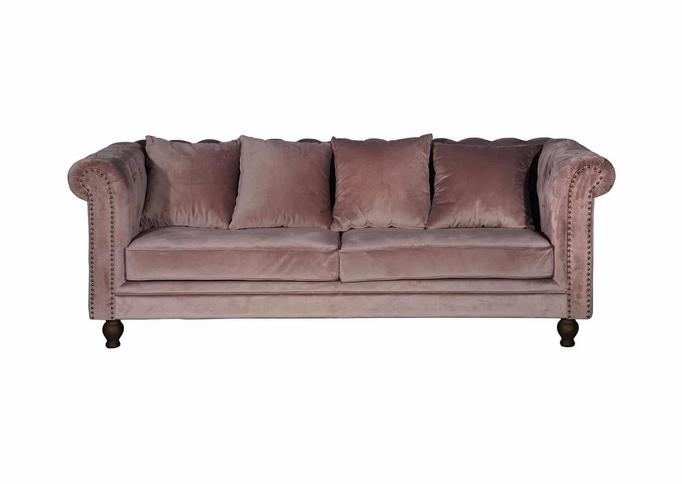 Venture Home Velvet 3-Sits Soffor Rosa