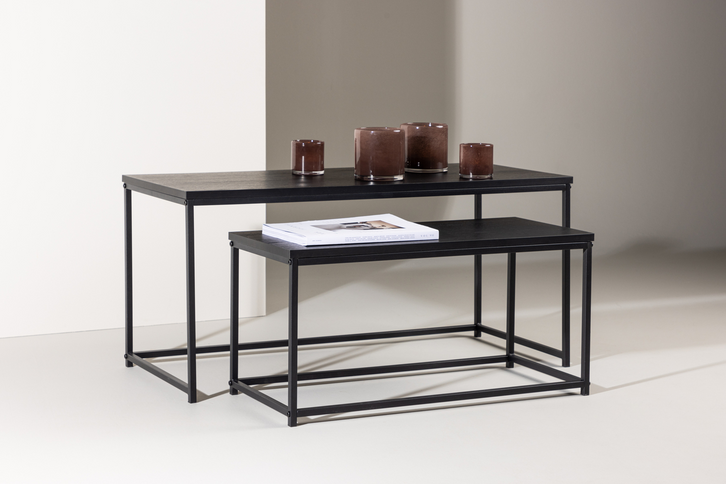 Venture Home Staal Soffbord Bord 1: 43x100 cm Bord 2: 33x75cm Svart