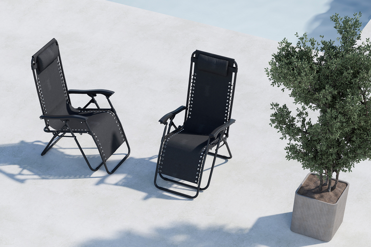 Venture Home Vulcano Solstolar Svart 2-Pack