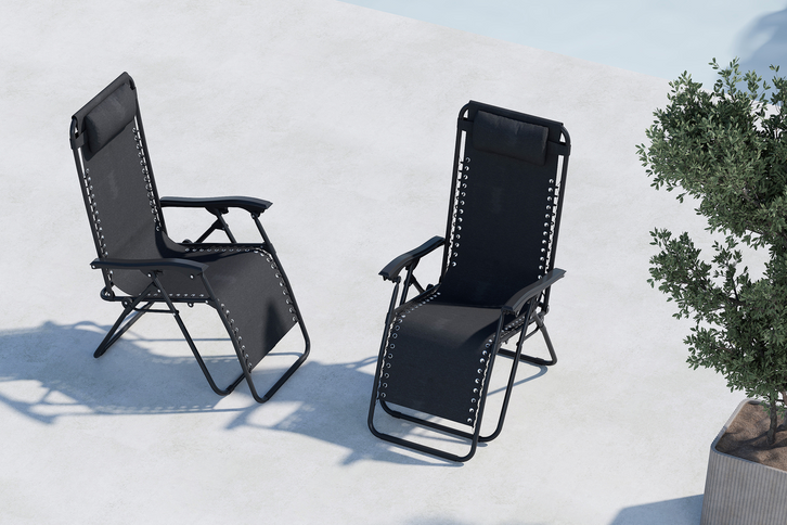 Venture Home Vulcano Solstolar Svart 2-Pack