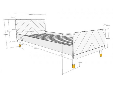 Vipack Billy Säng 90x200 cm, Grå