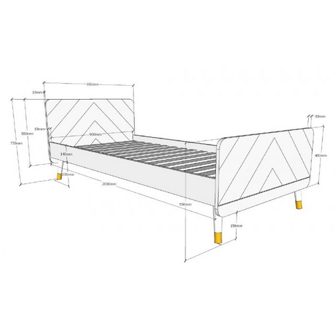 Vipack Billy Säng 90x200 cm, Grå
