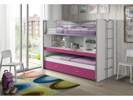 Vipack Bonny Våningssäng 90x200 cm, Fuchsia