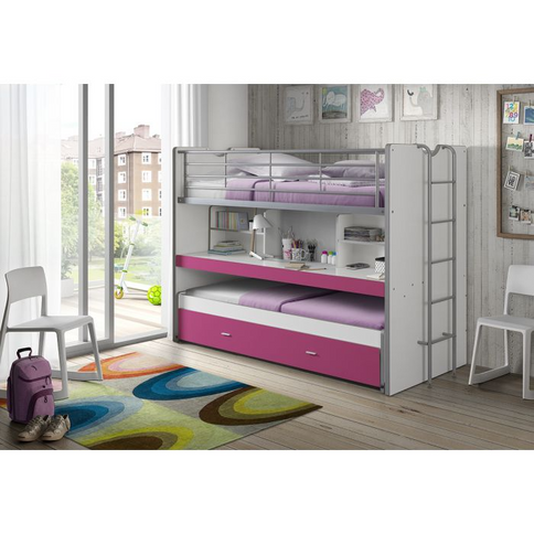 Vipack Bonny Våningssäng 90x200 cm, Fuchsia