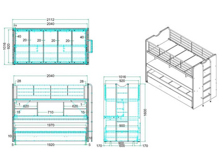 Vipack Bonny Våningssäng 90x200 cm, Rosa