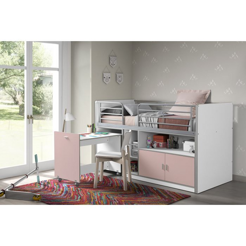 Vipack Bonny Loftsäng Säng 90x200 cm, Ljusrosa
