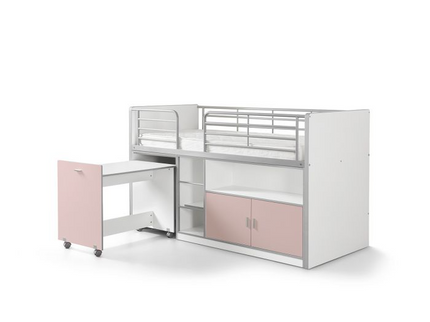 Vipack Bonny Loftsäng Säng 90x200 cm, Ljusrosa