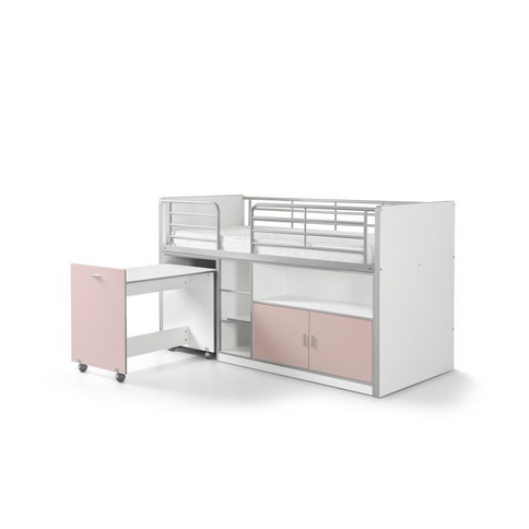 Vipack Bonny Loftsäng Säng 90x200 cm, Ljusrosa