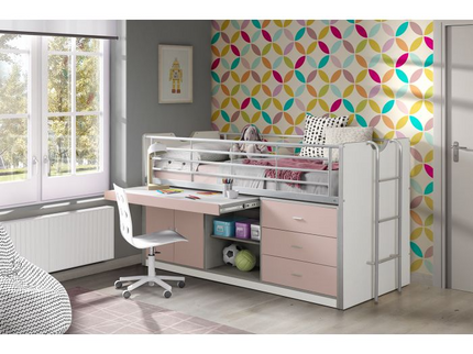 Vipack Bonny Loftsäng Säng 90x200 cm, Ljusrosa