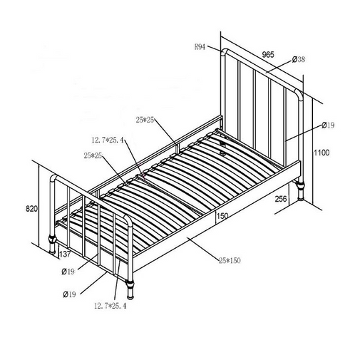 Vipack Bronxx Enkelsäng 90x200 cm, Svart