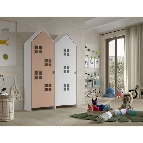 Vipack Garderob Casami Bruges, Vit/Rosa
