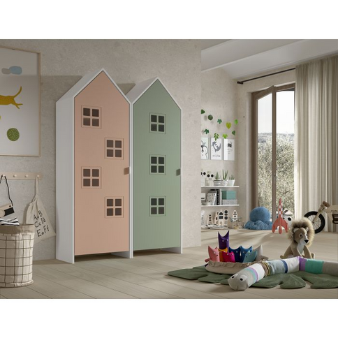 Vipack Garderob Casami Bruges, Rosa/Grön