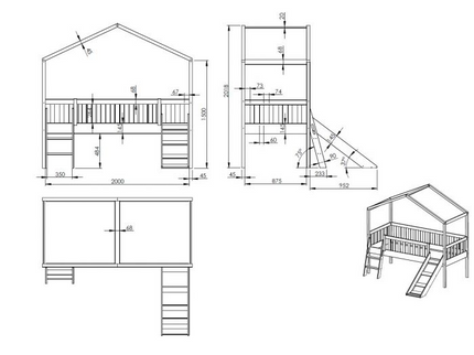 Vipack Dallas Hussäng Med Rutschkana 90x200 cm, Vit