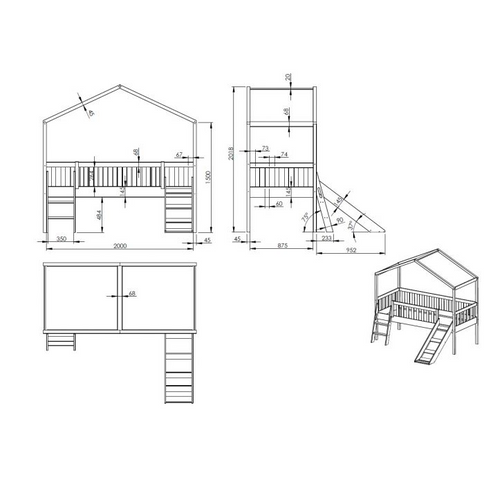 Vipack Dallas Hussäng Med Rutschkana 90x200 cm, Vit