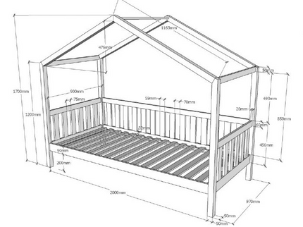 Vipack Dallas Hussäng Med Staket 90x200 cm, Vit