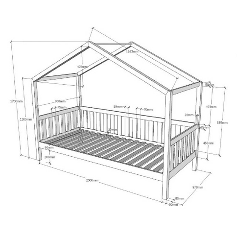 Vipack Dallas Hussäng Med Staket 90x200 cm, Vit