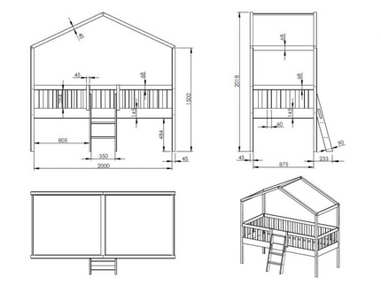 Vipack Dallas Hussäng Med Stege 90x200 cm, Vit