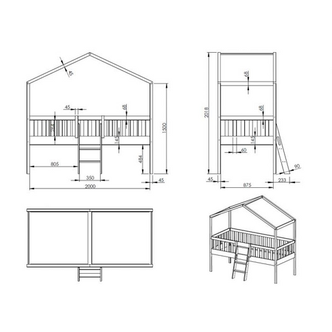 Vipack Dallas Hussäng Med Stege 90x200 cm, Vit