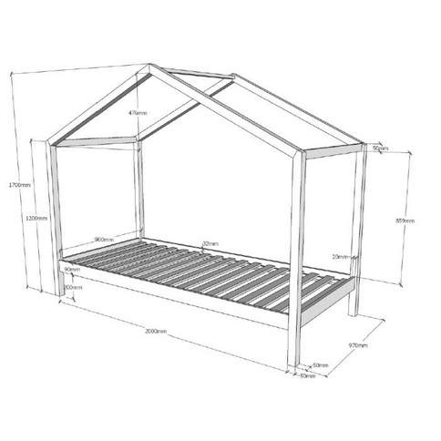 Vipack Dallas Hussäng Utan Staket 90x200 cm, Vit