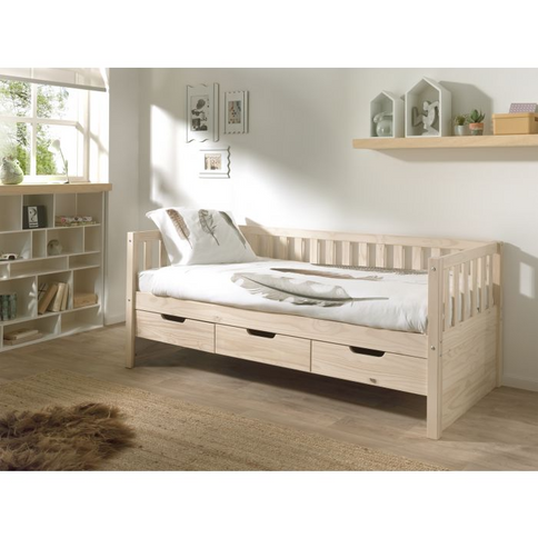 Vipack Fritz Juniorsäng Med 3 Lådor 90x200 cm, Natur