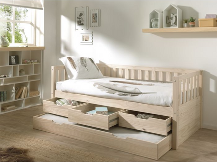 Vipack Fritz Juniorsäng Med Extrasäng Och Lådor, Milky Pine