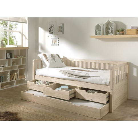 Vipack Fritz Juniorsäng Med Extrasäng Och Lådor, Milky Pine
