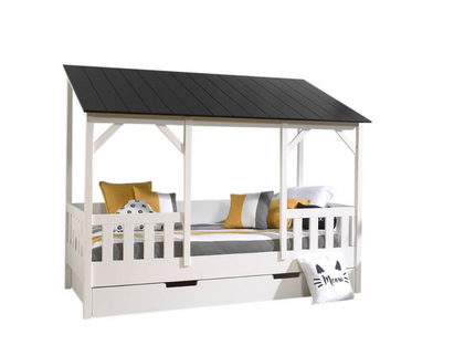 Vipack Hussäng Med Svart Tak 90x200 cm + Låda, Vit