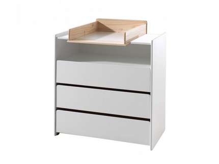 Vipack Byrå Med Skötbord, Vit/Natur