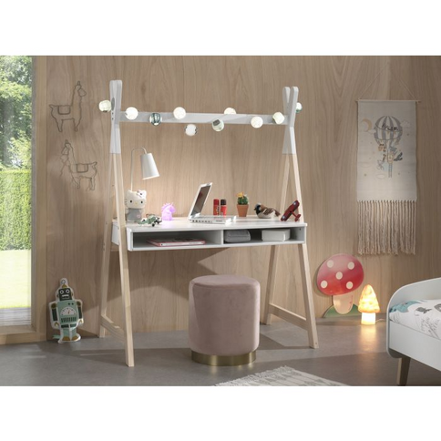 Vipack Kiddy Skrivbord Tipi, Vit/Natur