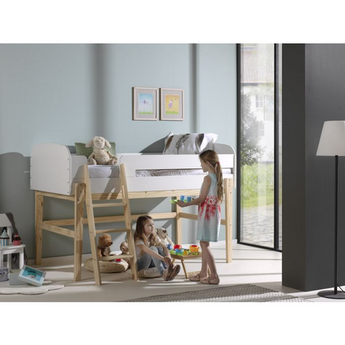 Vipack Kiddy Mellanhög Loftsäng 90x200 cm, Vit