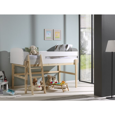 Vipack Kiddy Mellanhög Loftsäng 90x200 cm, Vit