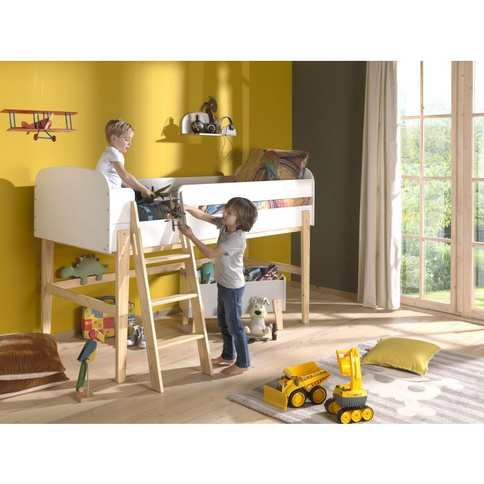 Vipack Kiddy Mellanhög Loftsäng 90x200 cm, Vit