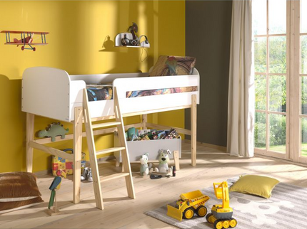Vipack Kiddy Mellanhög Loftsäng 90x200 cm, Vit