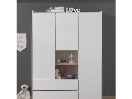 Vipack Kiddy 3-Dörrars Garderob, Vit