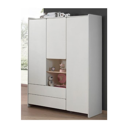 Vipack Kiddy 3-Dörrars Garderob, Vit