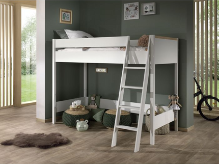 Vipack London Loftsäng 90x200 cm, Vit