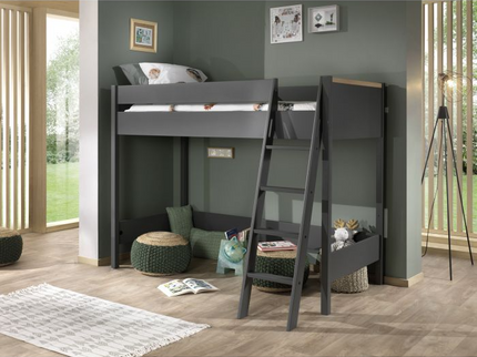 Vipack London Loftsäng 90x200 cm, Antracit