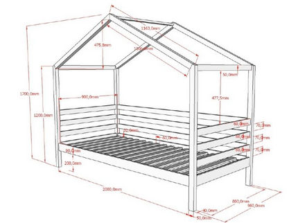 Vipack Dallas Hussäng 90x200 cm, Vit