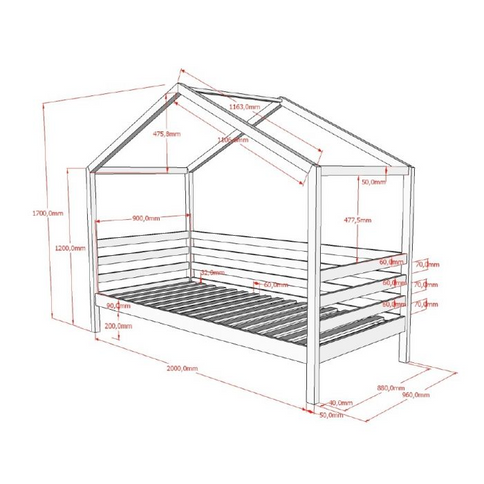 Vipack Dallas Hussäng 90x200 cm, Vit